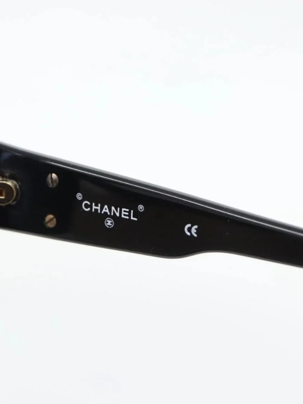 CHANEL COCO Mark Sunglasses plastic Black CC Auth 181746